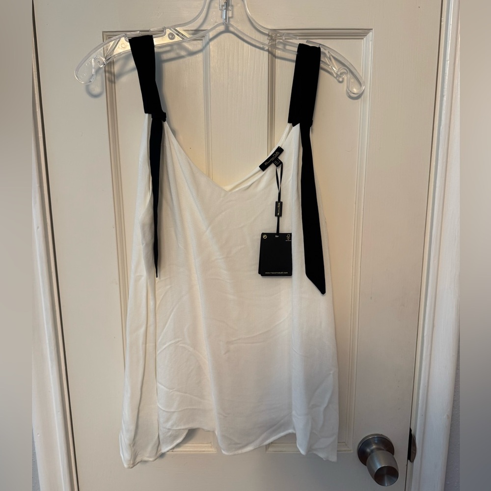 Massimo Dutti NWT White Camisole with Black Straps